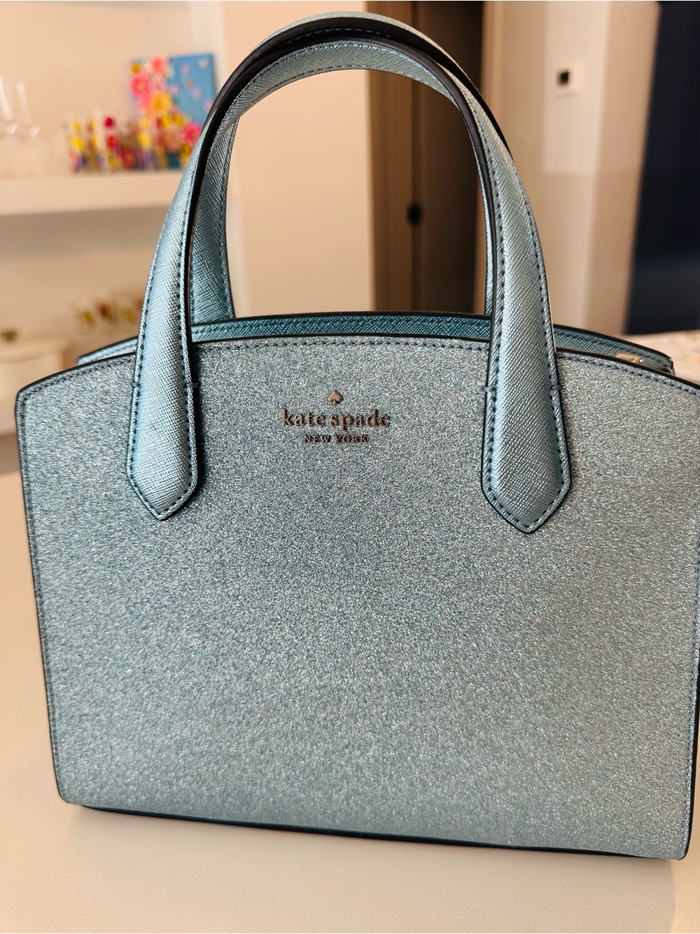 kate spade Glitter Dome Satchel - Light Blue NWOT